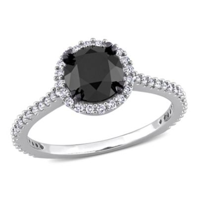 Belk & Co 1.27 ct. t.w. Black and White Diamond Halo Engagement Ring in 14K White Gold with Black Rhodium Plated, 8 -  0620400156086