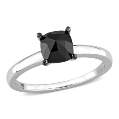 1 ct. t.w. Black Diamond Solitaire Engagement Ring 10K White Gold
