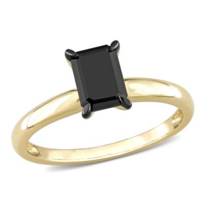 Belk & Co 1 ct. t.w. Black Diamond Solitaire Engagement Ring in 14K Yellow Gold, 5 -  0620400163619