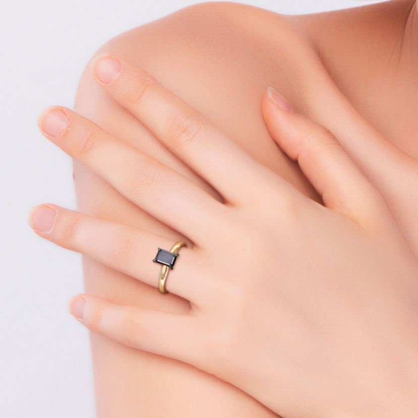 1 ct. t.w. Black Diamond Solitaire Engagement Ring in 14K Yellow Gold