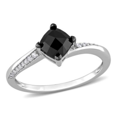 Belk & Co 1.02 ct. t.w. Black and White Diamond Engagement Ring in 10K White Gold with Black Rhodium Plated, 8 -  0620400173243