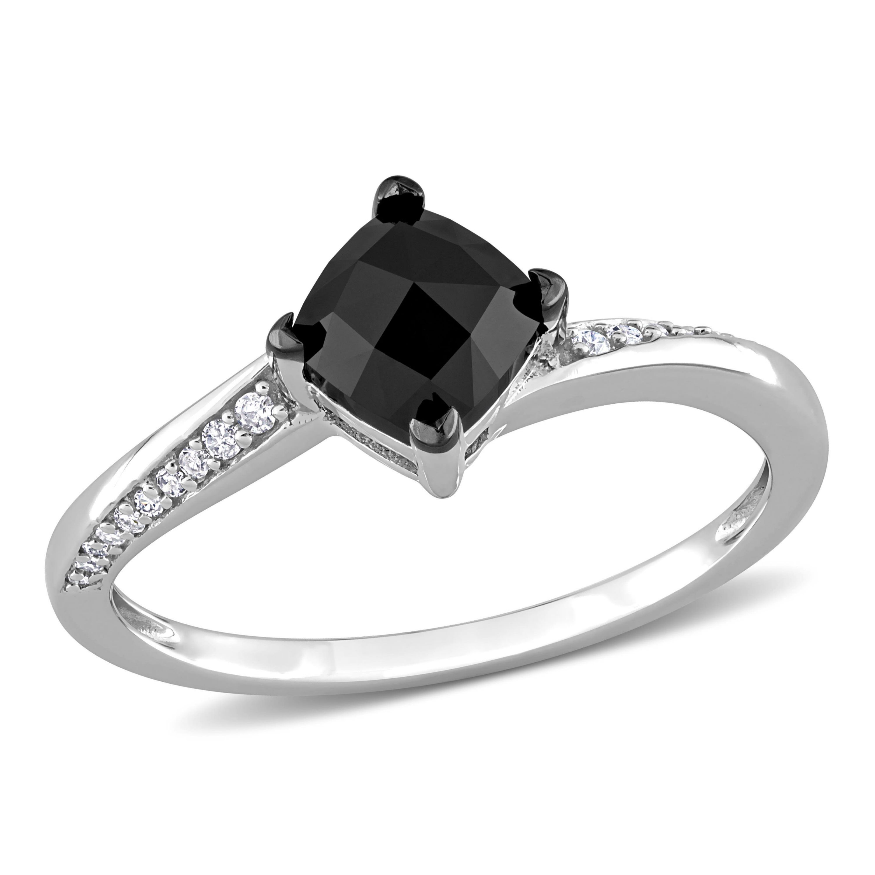 1.02 ct. t.w. Black and White Diamond Engagement Ring in 10K White Gold with Black Rhodium Plated