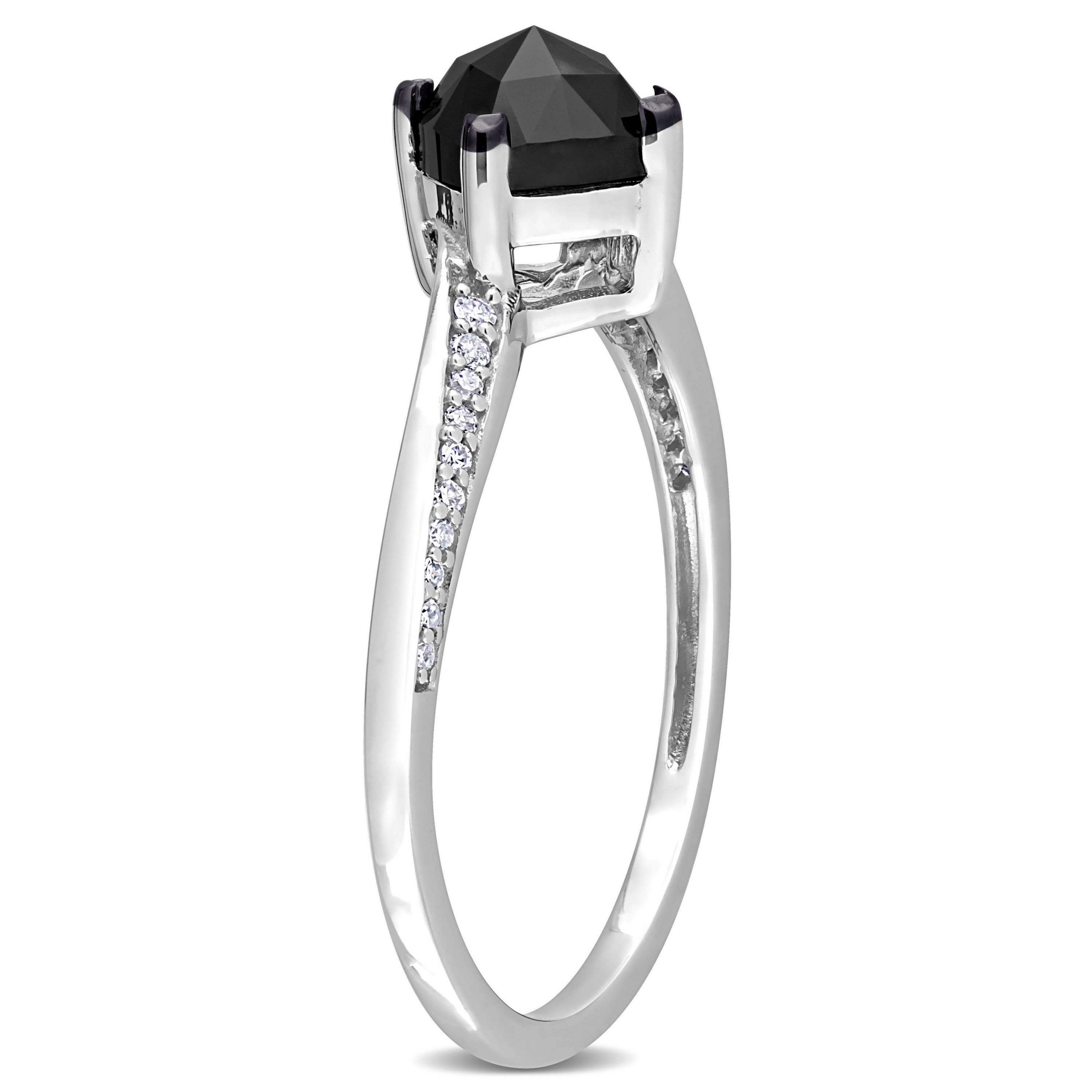 1.02 ct. t.w. Black and White Diamond Engagement Ring in 10K White Gold with Black Rhodium Plated