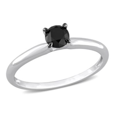 Belk & Co 1/2 ct. t.w. Black Diamond Solitaire Engagement Ring in 10K White Gold with Black Rhodium Plated, 7
