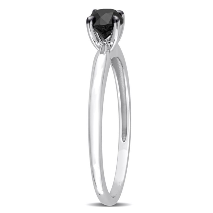 1/2 ct. t.w. Black Diamond Solitaire Engagement Ring in 10K White Gold with Black Rhodium Plated