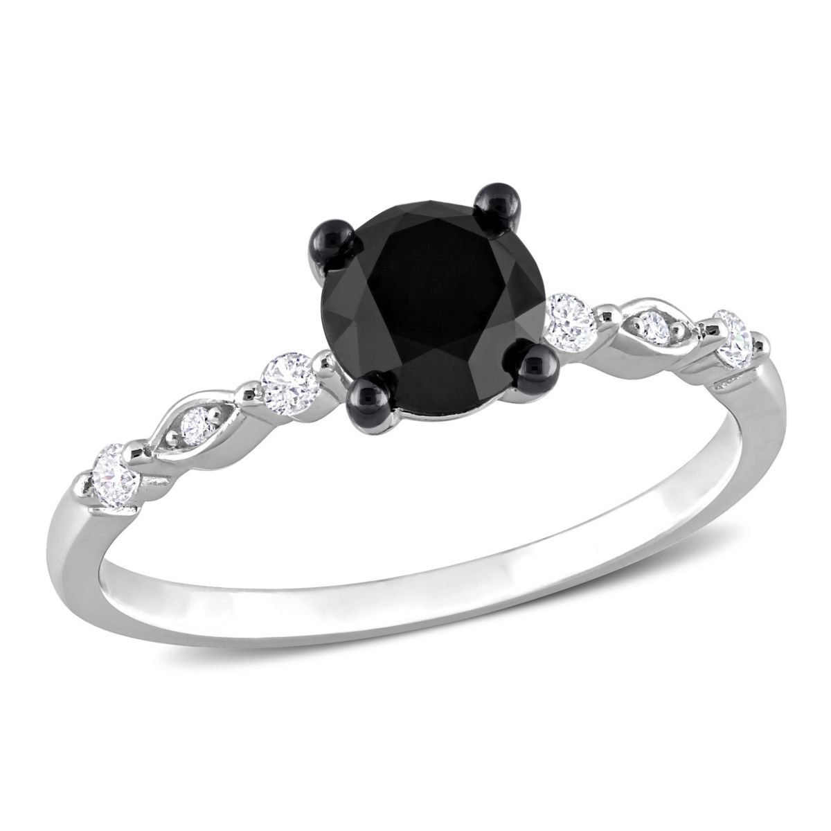 1.09 ct. t.w. Black and White Diamond Engagement Ring in 10K White Gold