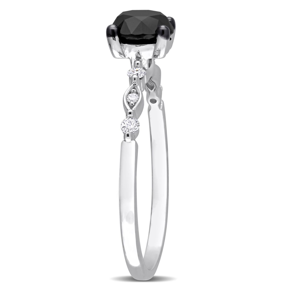 1.09 ct. t.w. Black and White Diamond Engagement Ring in 10K White Gold