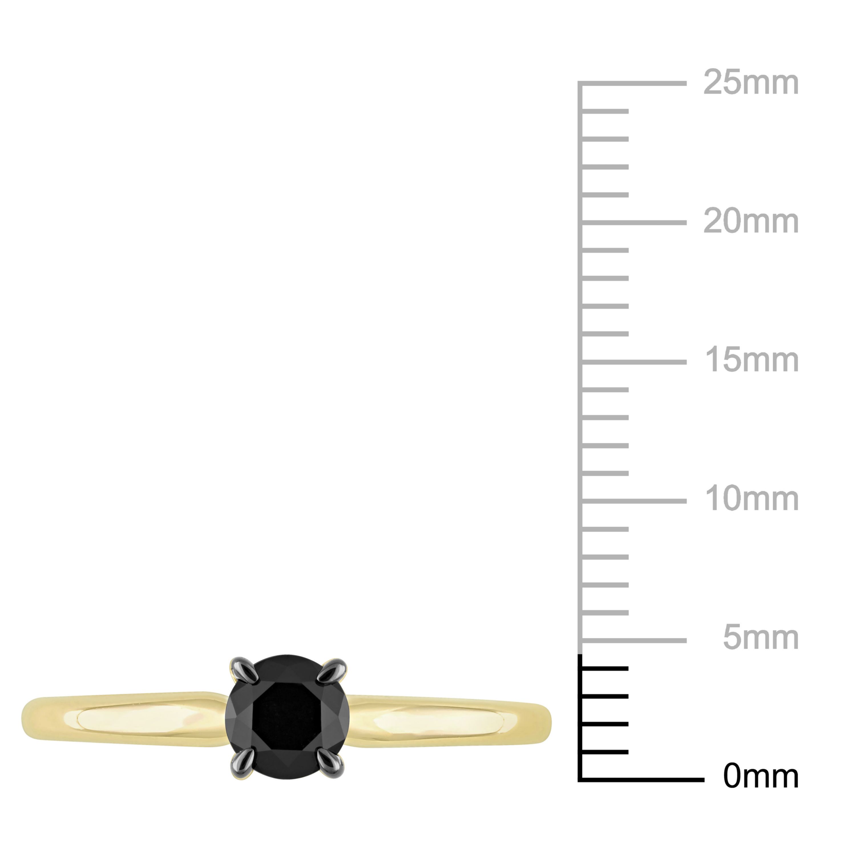 1/2 ct. t.w. Black Diamond Solitaire Ring in 10K Yellow Gold with Black Rhodium Plated
