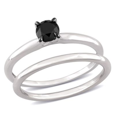 Belk & Co 1/2 ct. t.w. Black Diamond Engagement Ring Set in 10K White Gold with Black Rhodium Plated, 8 -  0620400159964
