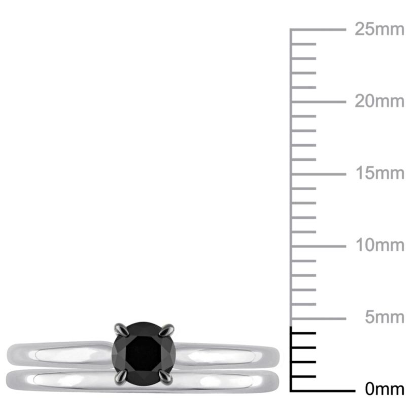 1/2 ct. t.w. Black Diamond Engagement Ring Set in 10K White Gold with Black Rhodium Plated