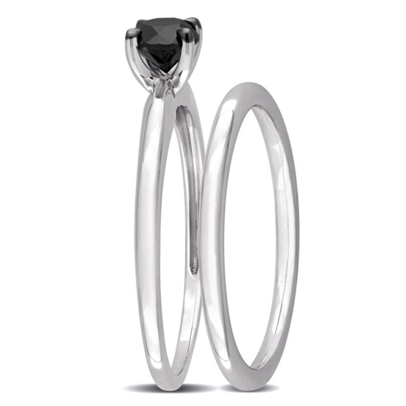 1/2 ct. t.w. Black Diamond Engagement Ring Set in 10K White Gold with Black Rhodium Plated