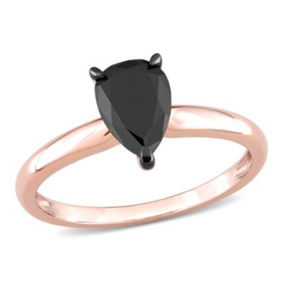 Belk & Co 1 ct. t.w. Black Diamond Engagement Ring in 14K Rose Gold with Black Rhodium Plated, Pink, 6