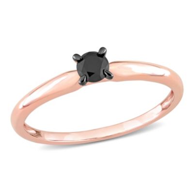 Belk & Co 1/4 ct. t.w. Black Diamond Engagement Ring in 14K Rose Gold with Black Rhodium Plated, Pink, 8 -  0620400158769