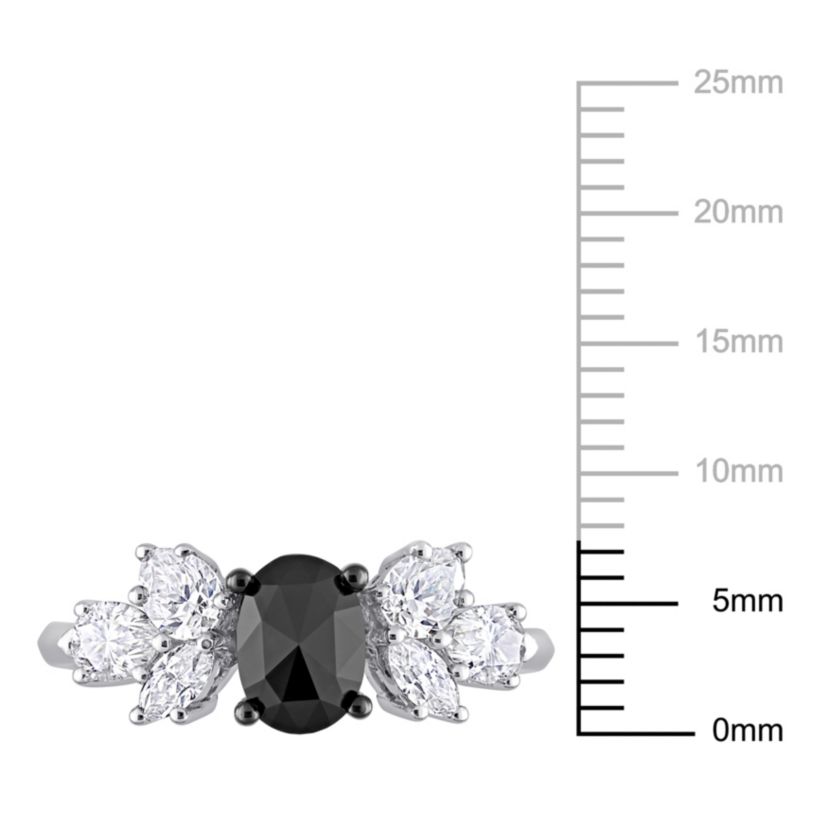 Created Moissanite and 3/4 ct. t.w. Black Diamond Engagement Ring in 10K White Gold