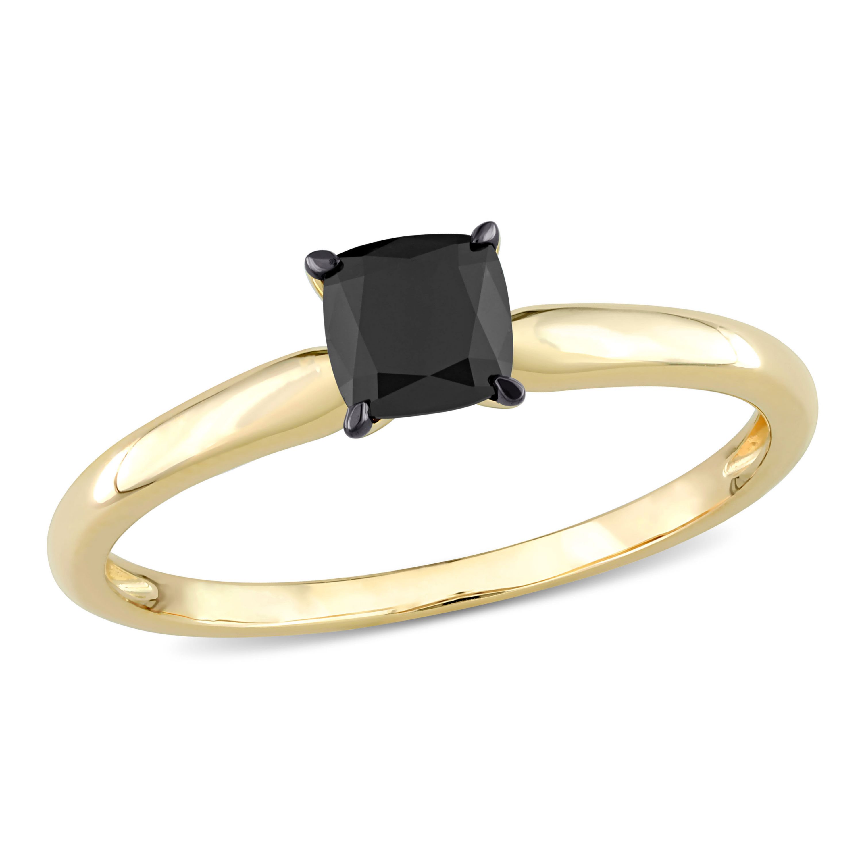 Belk & Co. 1/2 ct. t.w. Black Diamond Solitaire Engagement Ring in 14K ...