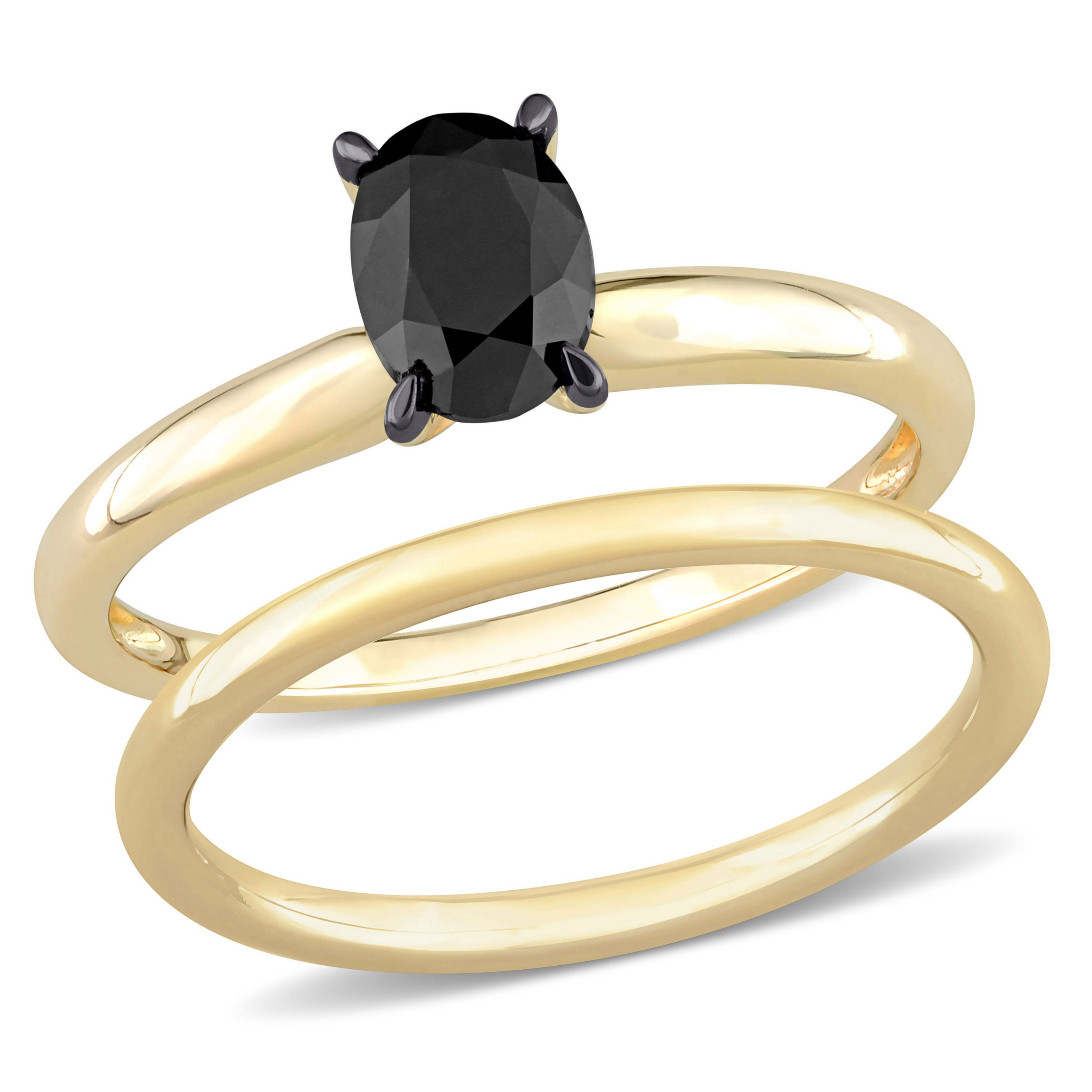 Belk & Co. 1 ct. t.w. Black Diamond Solitaire Bridal Ring Set in 14K ...