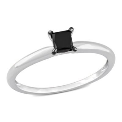 Belk & Co 1/2 ct. t.w. Black Diamond Solitaire Engagement Ring in 10K White Gold, 8 -  0620400161875