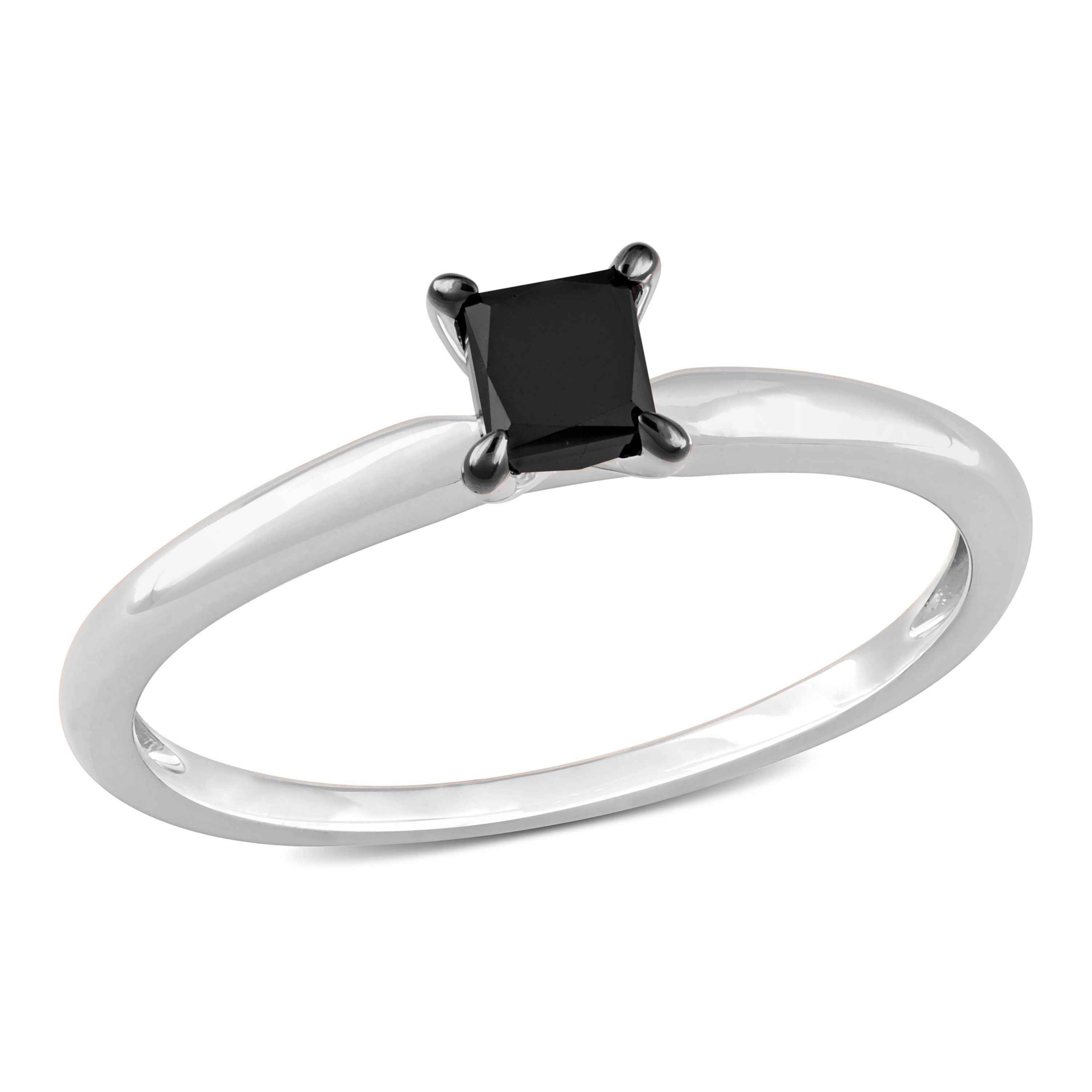 1/2 ct. t.w. Black Diamond Solitaire Engagement Ring in 10K White Gold