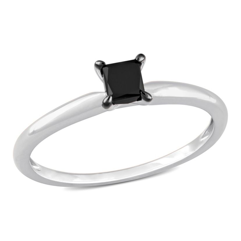 1/2 ct. t.w. Black Diamond Solitaire Engagement Ring in 10K White Gold