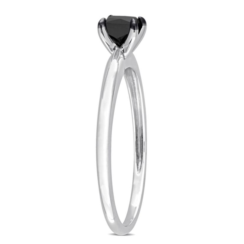 1/2 ct. t.w. Black Diamond Solitaire Engagement Ring in 10K White Gold