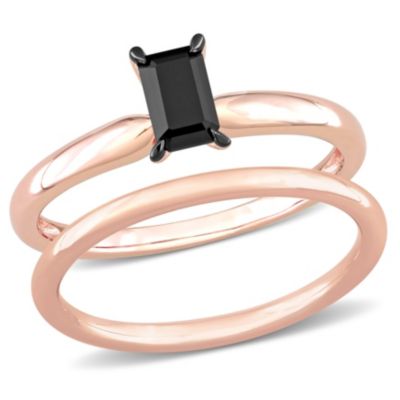 Belk & Co 1/2 ct. t.w. Black Diamond Engagement Ring Set in 14K Rose Gold with Black Rhodium Plated, Pink, 8 -  0620400162780
