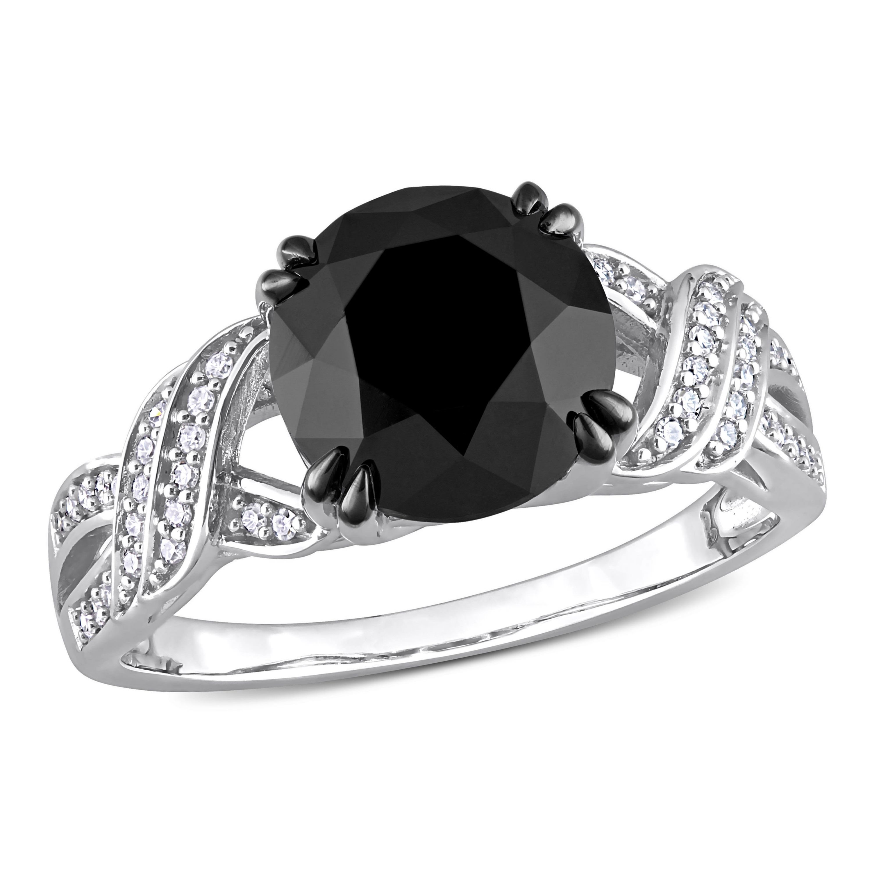 3.13 ct. t.w. Black and White Diamond Engagement Ring in 10K White Gold