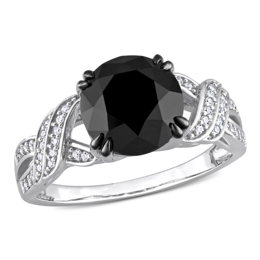 3.13 ct. t.w. Black and White Diamond Engagement Ring in 10K White Gold