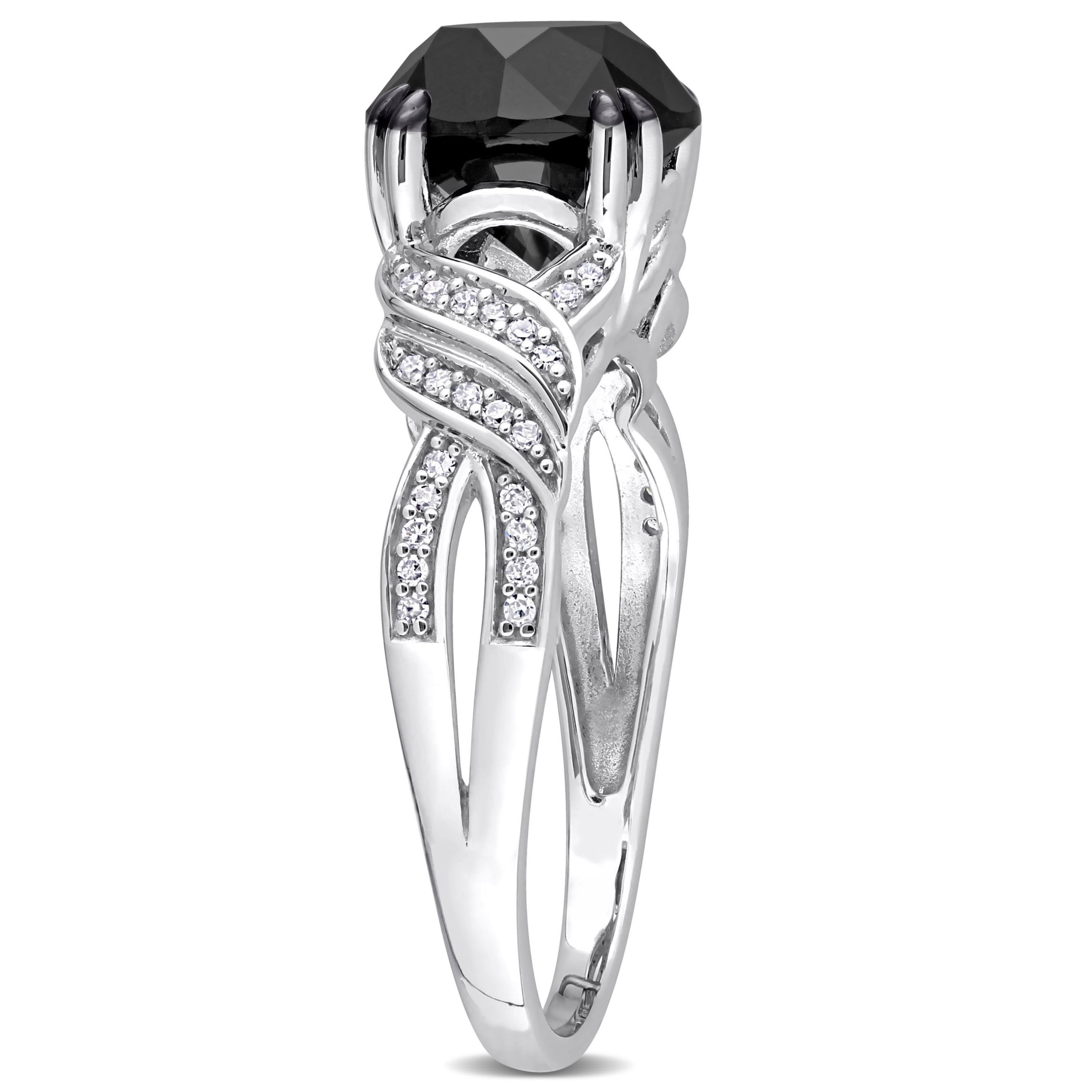 3.13 ct. t.w. Black and White Diamond Engagement Ring in 10K White Gold