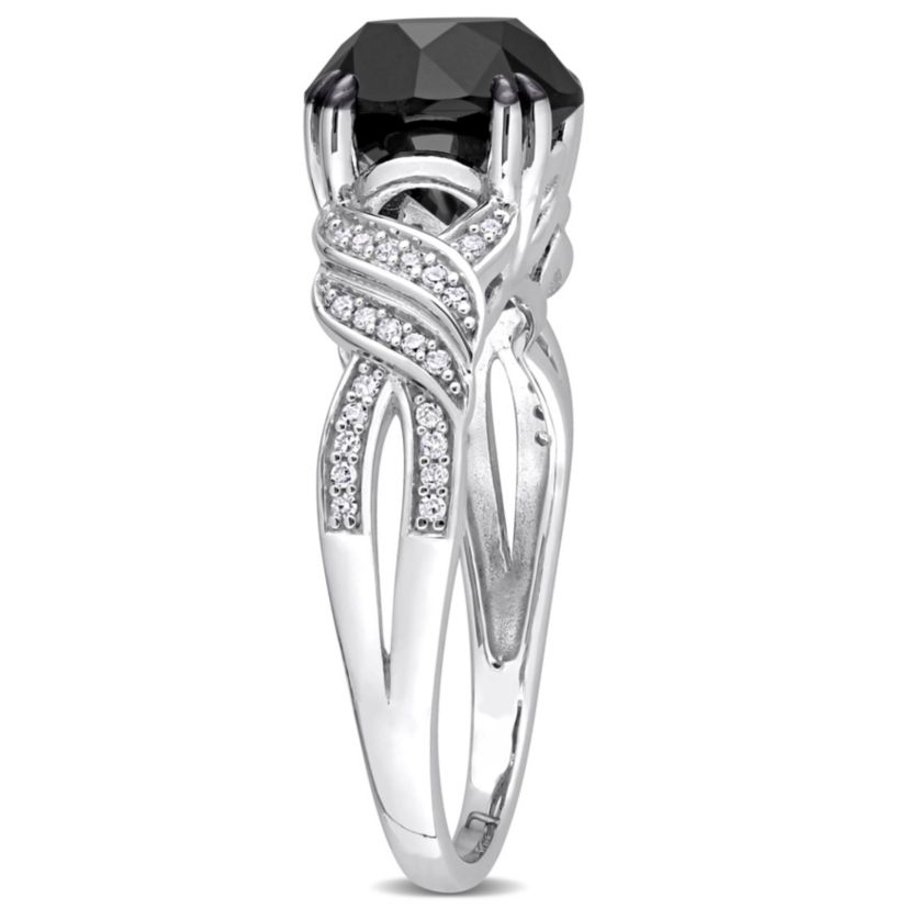 3.13 ct. t.w. Black and White Diamond Engagement Ring in 10K White Gold