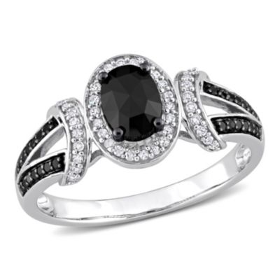 Belk & Co 1.02 ct. t.w. Black and White Diamond Split Shank Ring in 10K White Gold with Black Rhodium Plated, 7