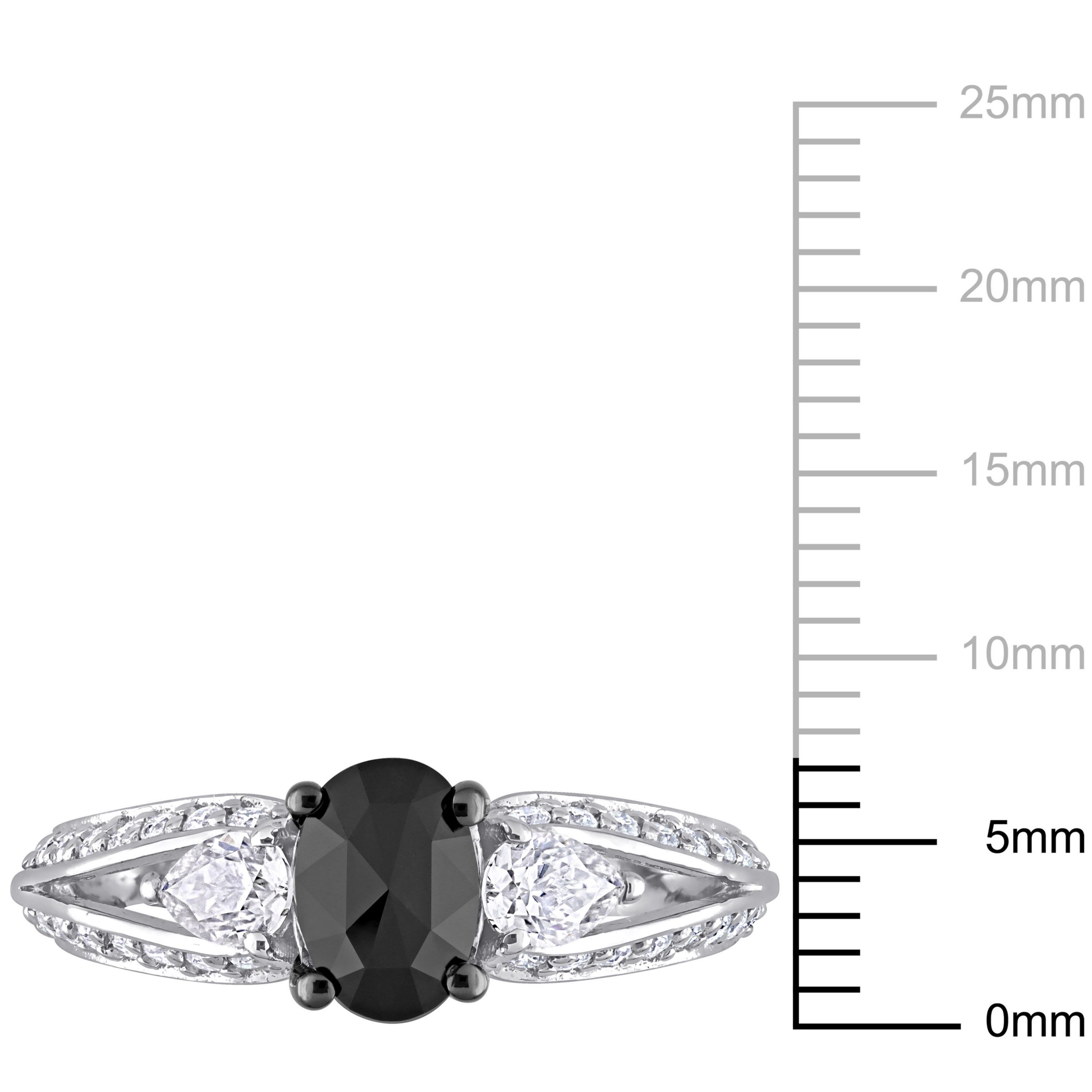 Created Moissanite and 3/4 ct. t.w. Black Diamond Engagement Ring in 10K White Gold