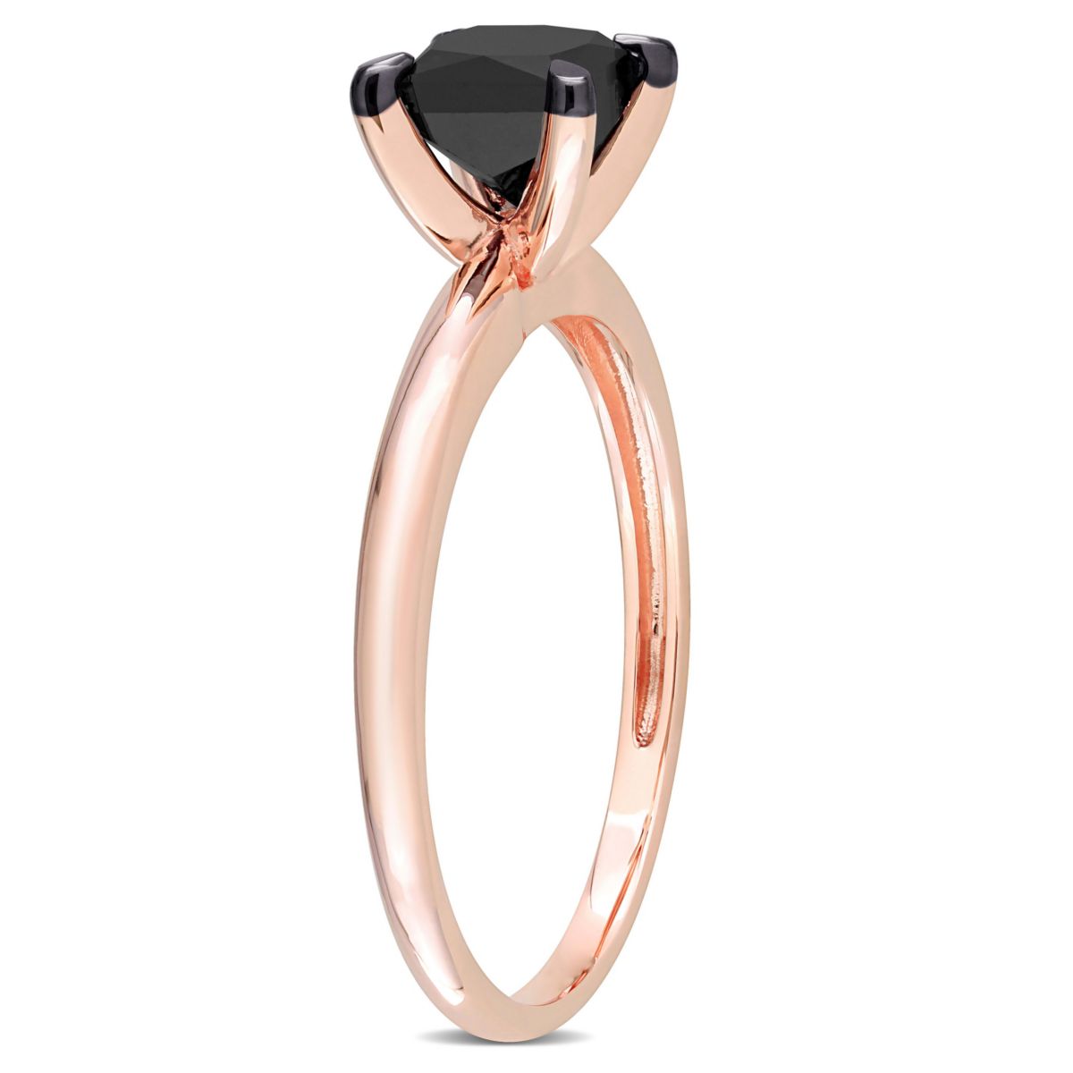 1 ct. t.w. Black Diamond Solitaire Engagement Ring in 14K Rose Gold