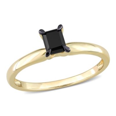 Belk & Co 1/2 ct. t.w. Black Diamond Solitaire Engagement Ring in 14K Yellow Gold, 4.5 -  0620400162421