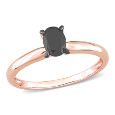 Belk & Co 1/2 ct. t.w. Black Diamond Solitaire Engagement Ring in 14K Rose Gold, Pink, 7 -  0620400167358