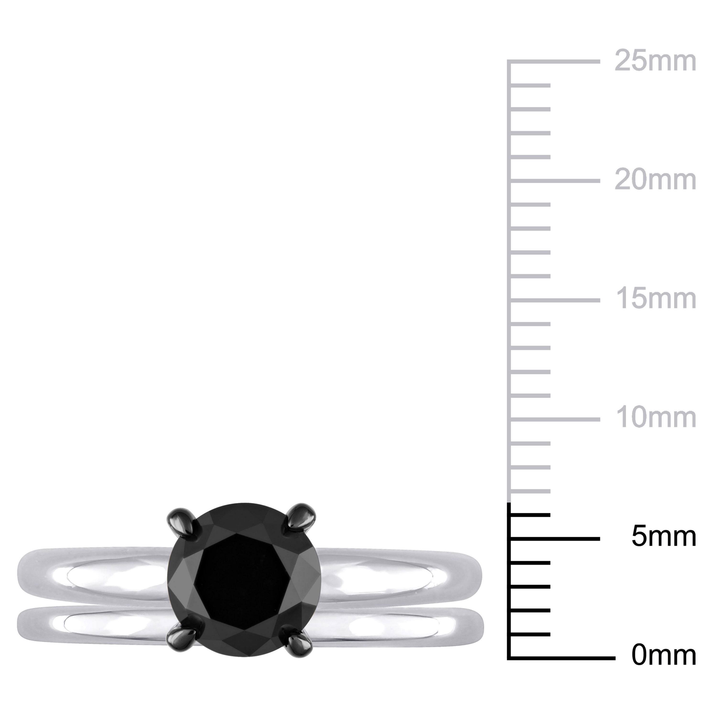 1.5 ct. t.w. Black Diamond Engagement Ring Set in 10K White Gold with Black Rhodium Plated