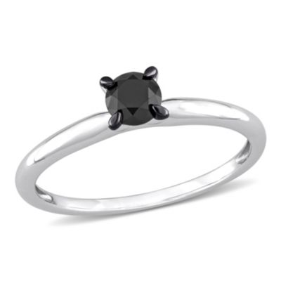 Belk & Co 1/2 ct. t.w. Black Diamond Solitaire Engagement Ring in 14K White Gold, 5.5 -  0620400159209