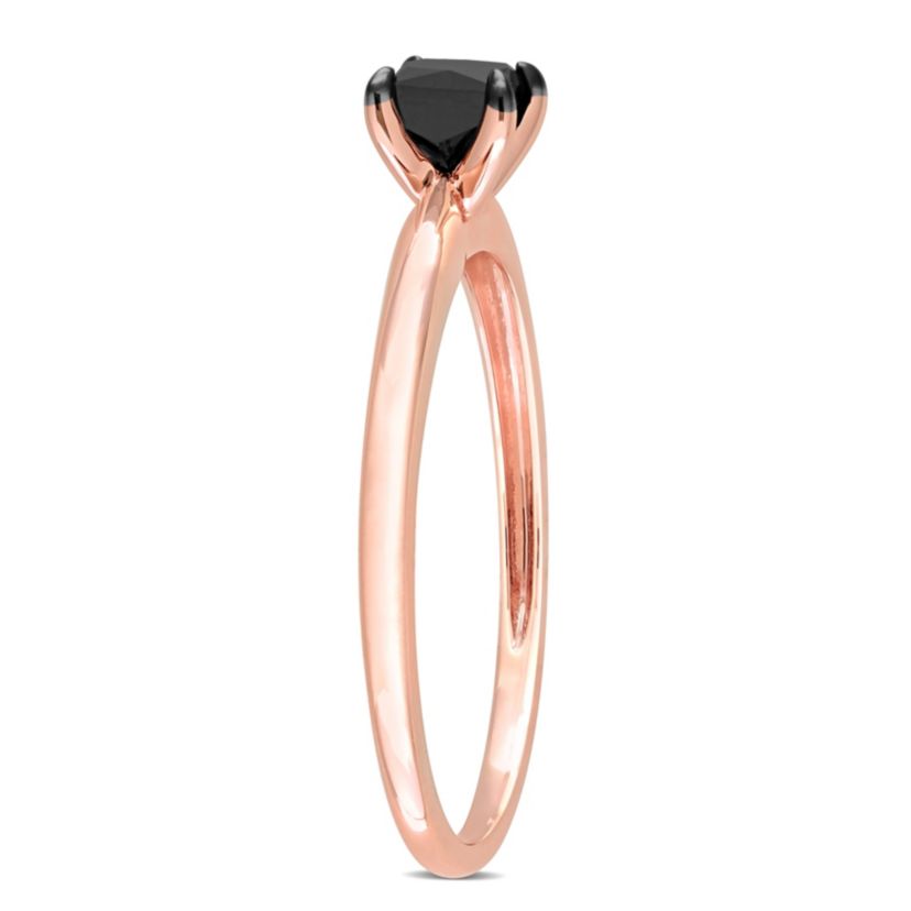 1/2 ct. t.w. Black Diamond Solitaire Engagement Ring in 10K Rose Gold