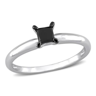 Belk & Co 1/2 ct. t.w. Black Diamond Solitaire Engagement Ring in 14K White Gold with Black Rhodium Plated, 8 -  0620400162339