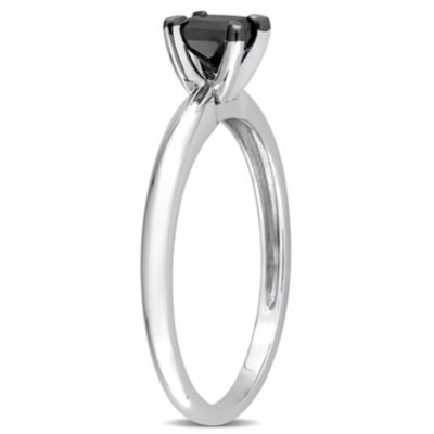 ct. t.w. Black Diamond Solitaire Engagement Ring 14K Gold with Rhodium Plated