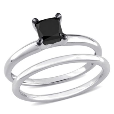 Belk & Co 1 ct. t.w. Black Diamond Engagement Ring Set in 10K White Gold with Black Rhodium Plated, 8 -  0620400166580