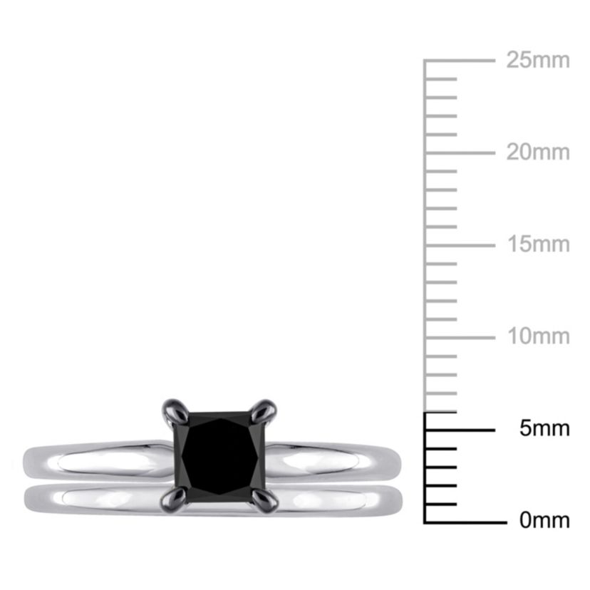 1 ct. t.w. Black Diamond Engagement Ring Set in 10K White Gold with Black Rhodium Plated