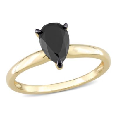 Belk & Co 1 ct. t.w. Black Diamond Solitaire Engagement Ring in 14K Yellow Gold, 10 -  0620400164517