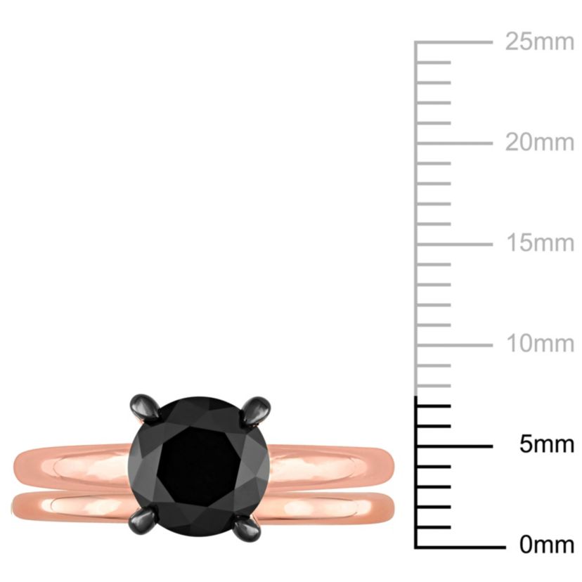 2 ct. t.w. Black Diamond Engagement Ring Set in 10K Rose Gold with Black Rhodium Plated