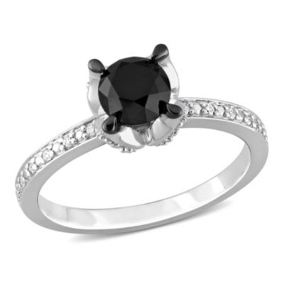 Belk & Co 1.01 ct. t.w. Black and White Diamond Solitaire Ring in 14K White Gold with Black Rhodium Plated, 5 -  0620400173588