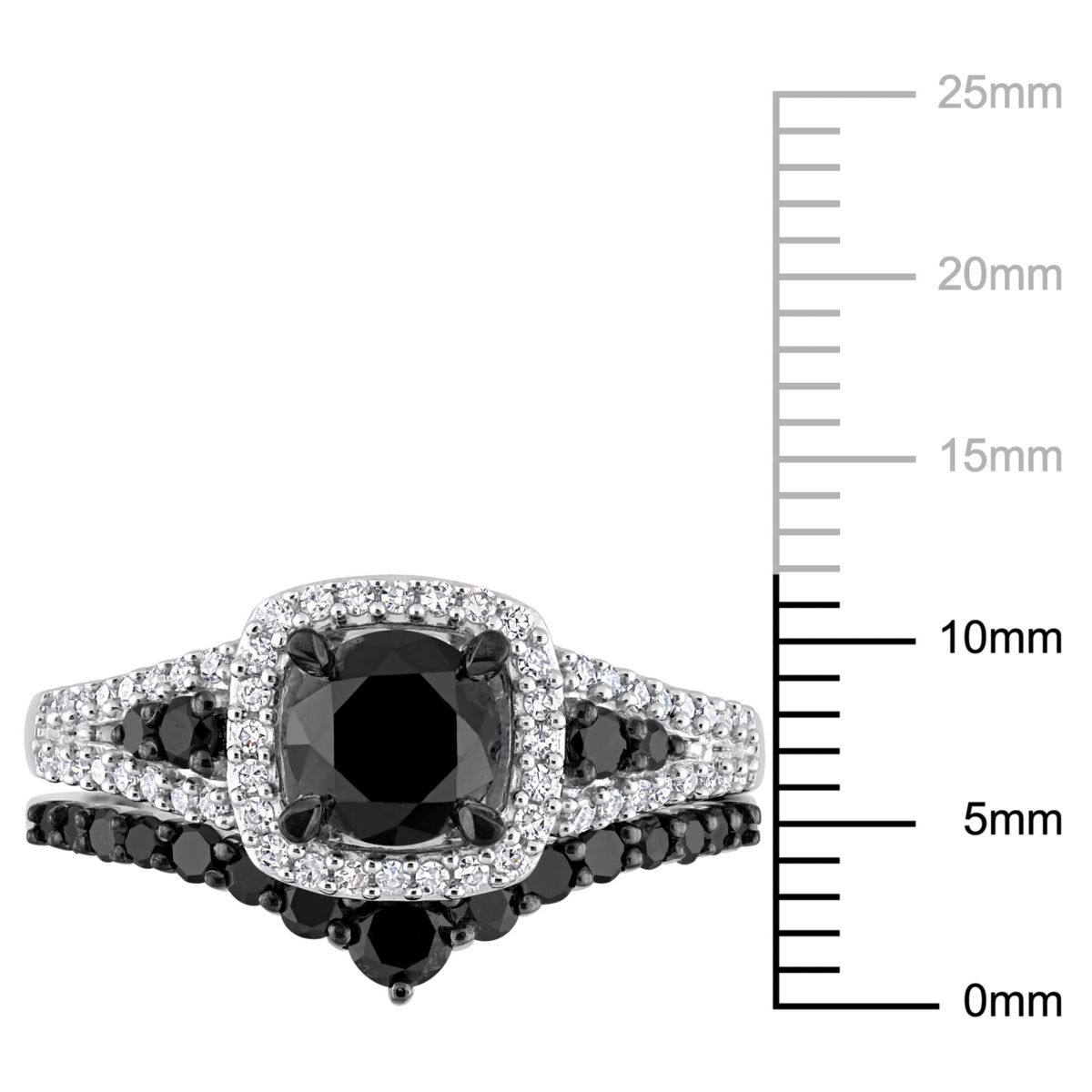 1.46 ct. t.w. Black and White Diamond Bridal Ring Set in 10K White Gold with Black Rhodium Plated