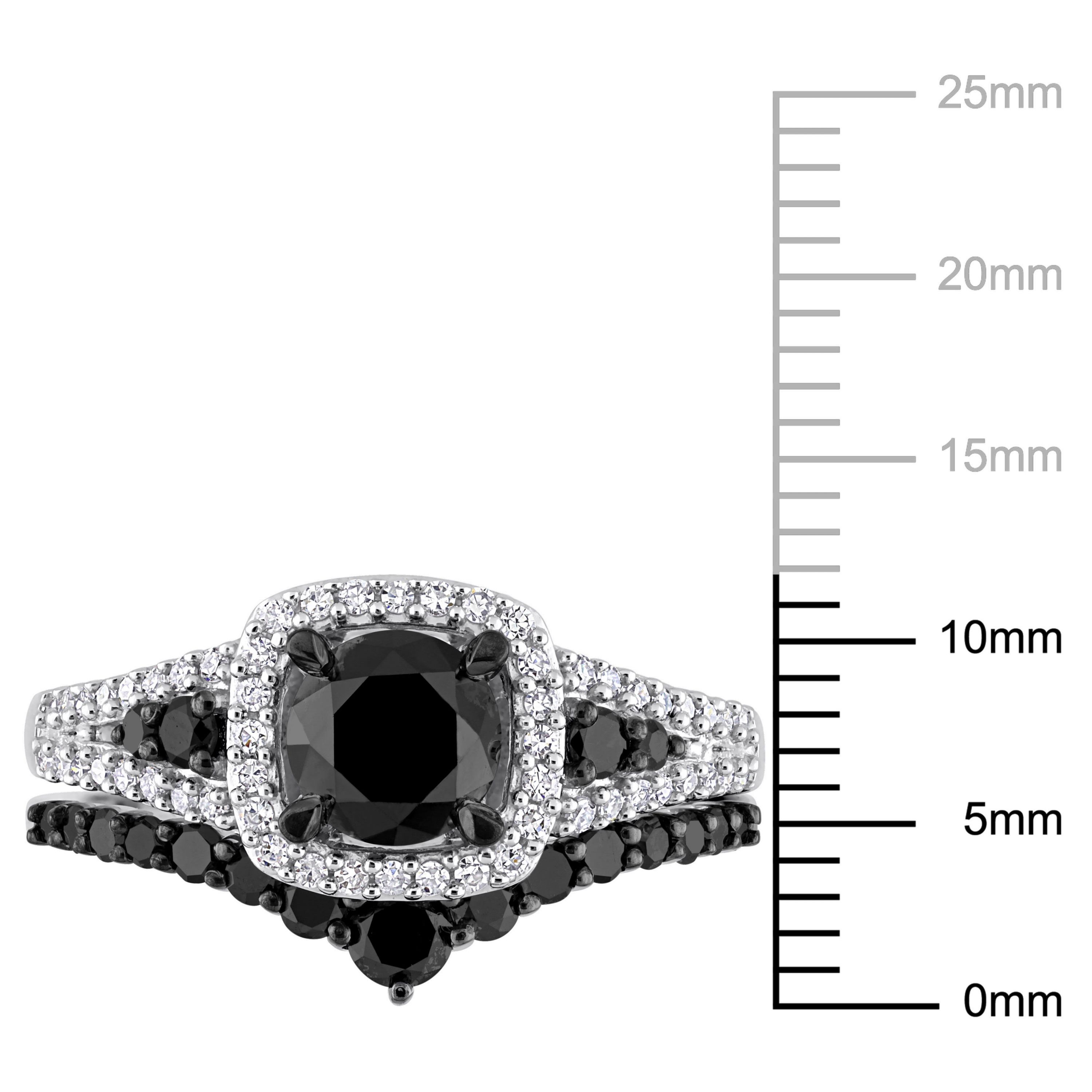 1.46 ct. t.w. Black and White Diamond Bridal Ring Set in 10K White Gold with Black Rhodium Plated