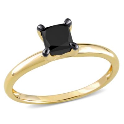 Belk & Co 1 ct. t.w. Black Diamond Solitaire Engagement Ring in 10K Yellow Gold, 5.5 -  0620400166009