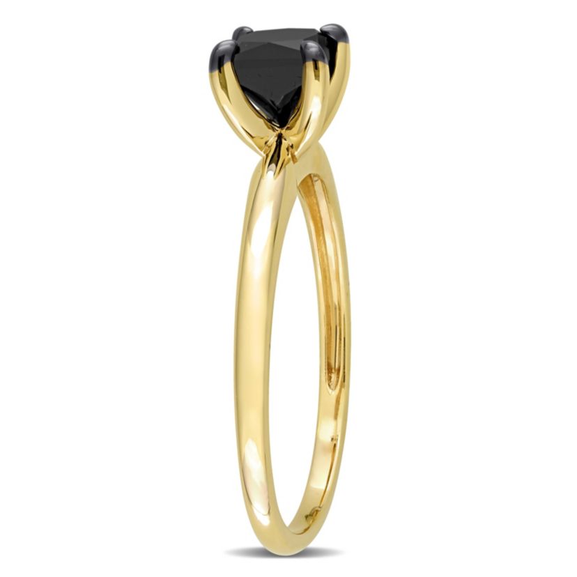 1 ct. t.w. Black Diamond Solitaire Engagement Ring in 10K Yellow Gold