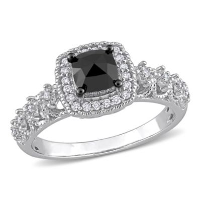 Belk & Co 1.13 ct. t.w. Black and White Diamond Engagement Ring in 14K White Gold with Black Rhodium Plated, 4.5 -  0620400156987