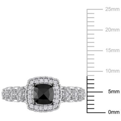 1.13 ct. t.w. Black and White Diamond Engagement Ring 14K Gold with Rhodium Plated